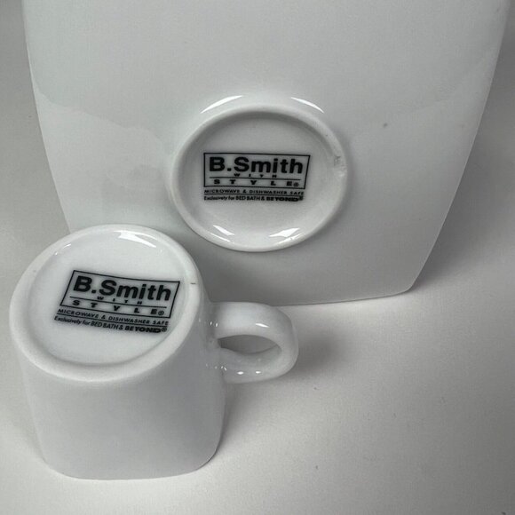 B Smith Style Ceramic Expresso Coffee Set White w/ Hanging Rack Set Of 6 - Picture 4 of 4